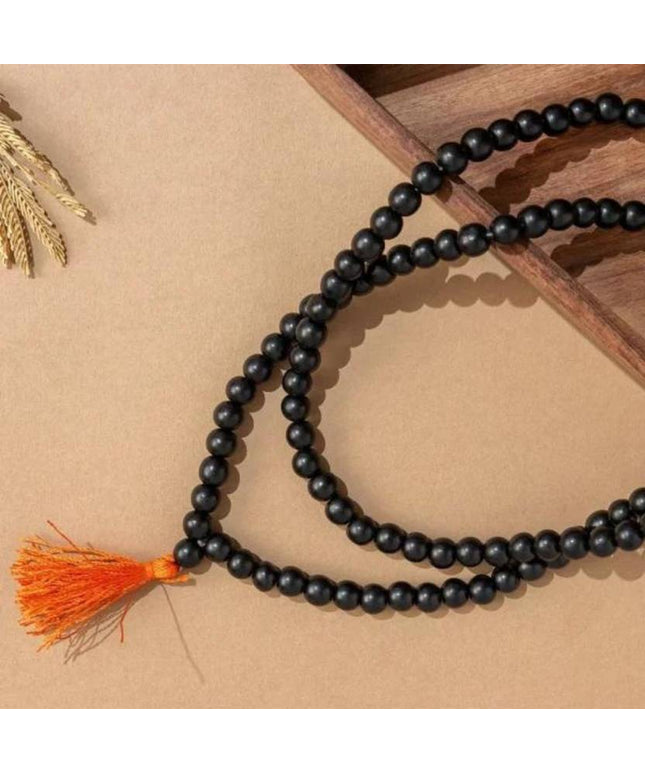 Original Karungali Malai Religious Mala 108-Beads 8MM Ebony Wood Jaap Mala Wood Necklace