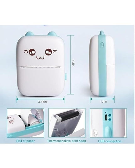 Mini Thermal Printer | Inkless Sticker Printer | USB APP Control Inkless Printer | Wireless Mini Pocket Printer for Labels, Stickers, Photos, Bookmarks, Cards, White