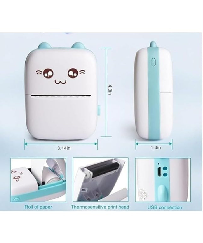 Mini Thermal Printer | Inkless Sticker Printer | USB APP Control Inkless Printer | Wireless Mini Pocket Printer for Labels, Stickers, Photos, Bookmarks, Cards, White