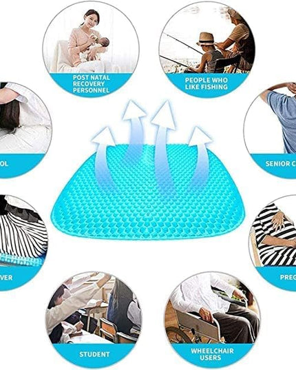 Egg Gel Seat Cushion Ergonomic Breathable Design Pressure Relief Sitter Tailbone Pain Sciatica Pain Back Pain Silicon Seater Cushion Chair Pad with Non-Slip Cover for Home (Pack of 1)
