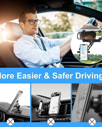 Phone Mount for Car, 2024 Upgraded Rear View Mirror Phone Holder, Universal Mount, Rotatable Phone Holder for Car Compatible