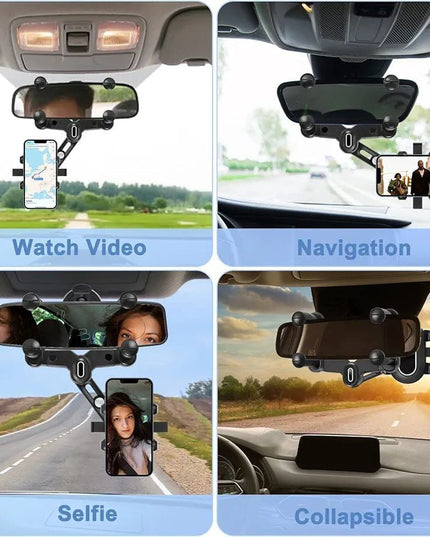 Phone Mount for Car, 2024 Upgraded Rear View Mirror Phone Holder, Universal Mount, Rotatable Phone Holder for Car Compatible