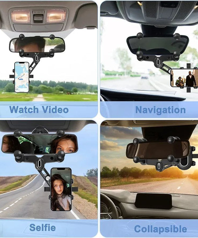 Phone Mount for Car, 2024 Upgraded Rear View Mirror Phone Holder, Universal Mount, Rotatable Phone Holder for Car Compatible