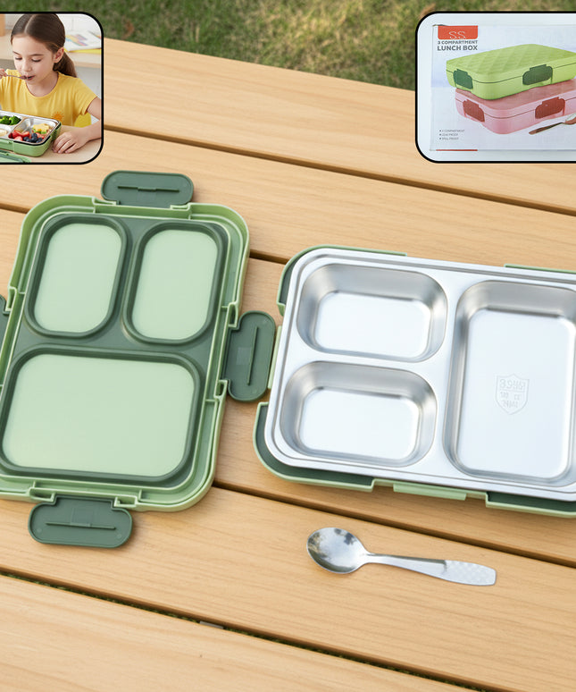 Fresca Stainless Steel 3 Compartment Lunch Box (1 Pc)