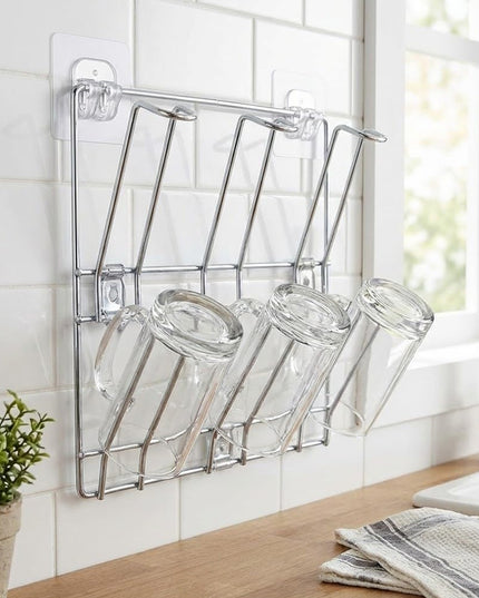 Wall-mounted Stainless-steel Cup  Mug Holder Rack (25 X 25 Cm 1 Pc)