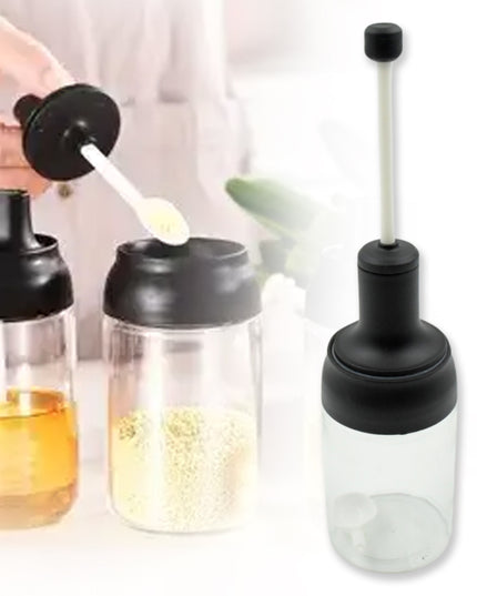 5522 Heat-resistant Condiment Container Seasoning Box Glass Condiment Canisters Pots Bottle With Serving Spoons For Salt Spice Honey Sugar Bbq Resturant Jar Oil Bottle Honey Jar Dispenser Airtight Cap Transparent (1 Pc)