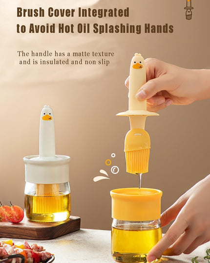 2 In 1 Oil Dispenser Bottle With Silicone Basting Brush (1 Set)