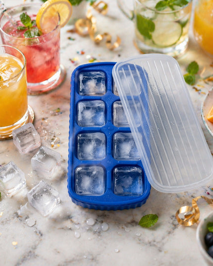 Multipurpose Square Ice Cube Tray With Lid (1 Pc 17x9 Cm 8 Grid)