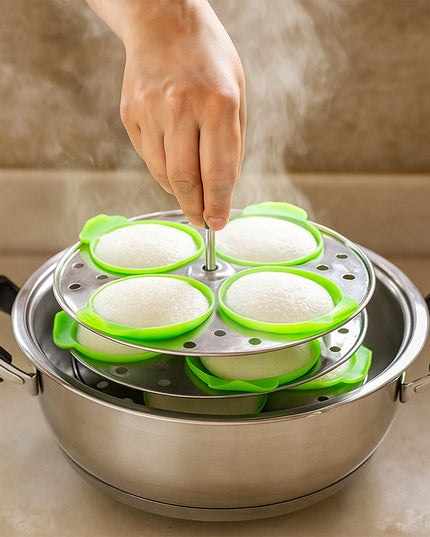 Idli Maker Cups (4 Pcs)  Food-grade Silicone Non-stick Idli Dhokla Egg Poacher Moulds