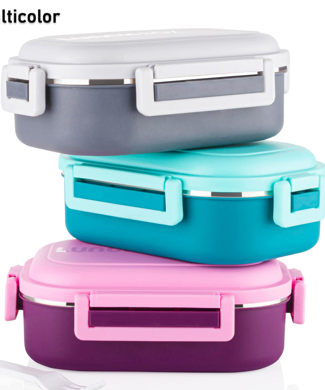 Insulated Testy Stainless Steel Leakproof Lunch Box With Spoon (1 Set)