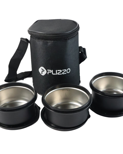 Insulated Stainless Steel Tiffin Lunch Box Set With Carry Bag (1 Set)