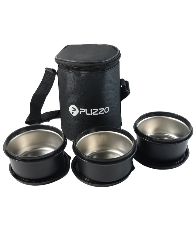 Insulated Stainless Steel Tiffin Lunch Box Set With Carry Bag (1 Set)