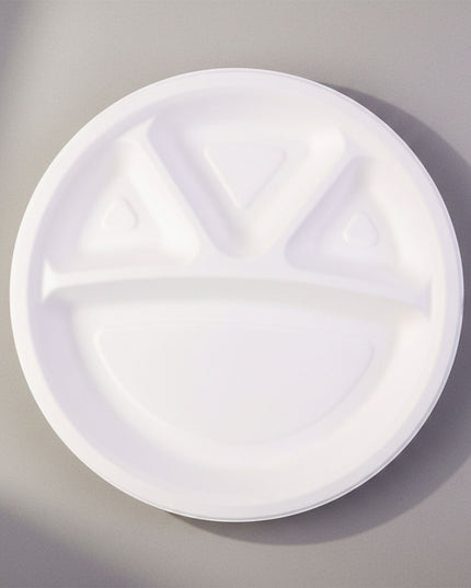 Vegnar 4 Compartment Disposable Food Serving Plate Set (10 Pc)