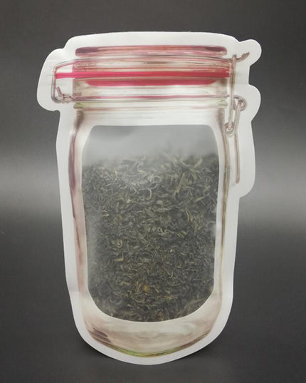 1074 Reusable Airtight Seal Plastic Food Storage Mason Jar Zipper (500ml)