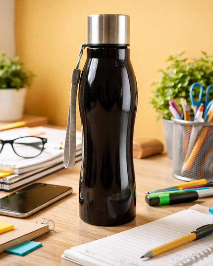 Stainless Steel Water Bottle With Carry Strap 600 Ml
