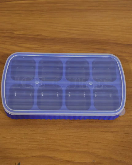 Multipurpose Square Ice Cube Tray With Lid (1 Pc 17x9 Cm 8 Grid)