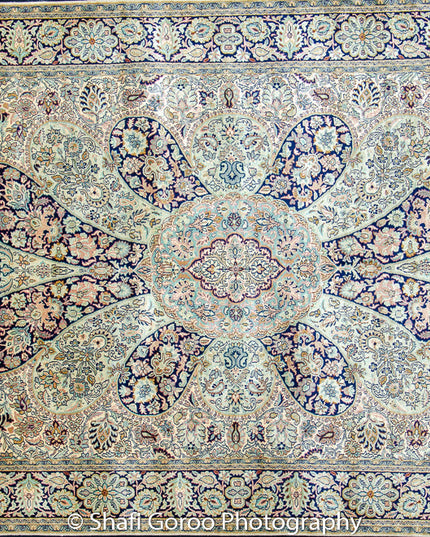 Extreme high knot Kashmir silk on silk carpet 4' x 6'