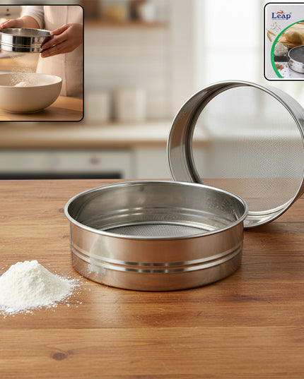 Stainless Steel Fine Mesh Atta Chalni Sieve Set (2 Pc Set)
