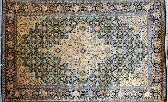 Extreme high knot Kashmir silk on silk carpet 2.5' x 4'