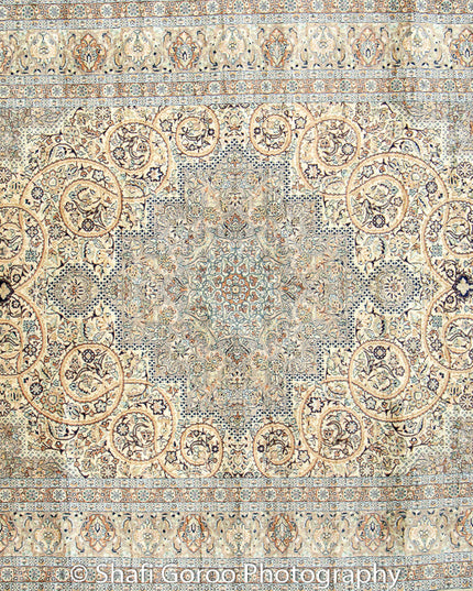 Extreme high knot Kashmir silk on silk carpet 4' x 6'