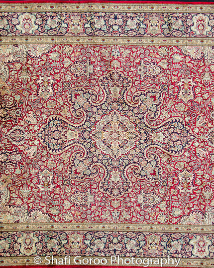 Extreme high knot Kashmir silk on silk carpet 4' x 6'