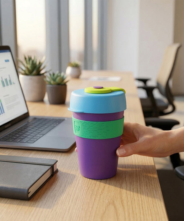 Reusable Colorful Travel Mug With Secure Silicone Lid (1 Pc 400 Ml)