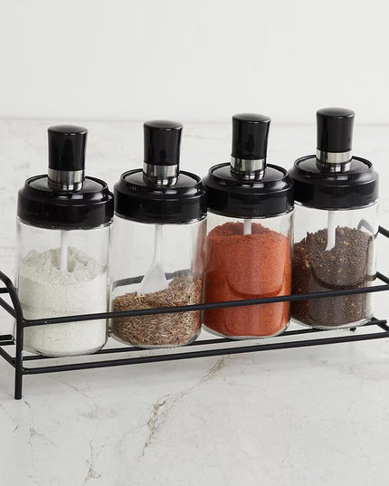 10011 Transparent Glassoil Dispenser 500 Ml Bottle Set Of 2 Spice Jar 250 Ml Set Of 3 Oil Bottle For Kitchen Oil  Vinegar Storage Glass Bottle Glass Container For Spice Masala (5 Pcs Set)