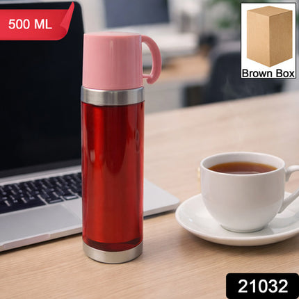 Insulated Travel Mug Bottle With Handle Lid (500 Ml)