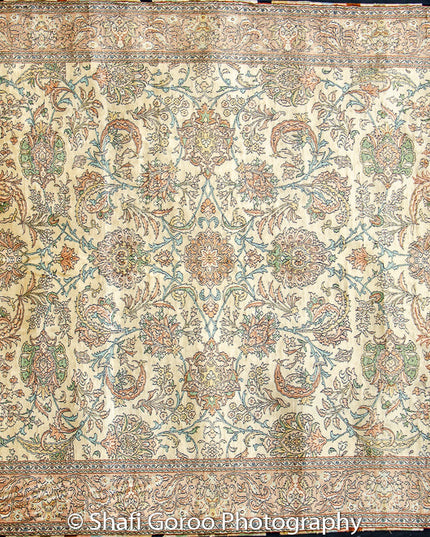 Extreme high knot Kashmir silk on silk carpet 4' x 6'