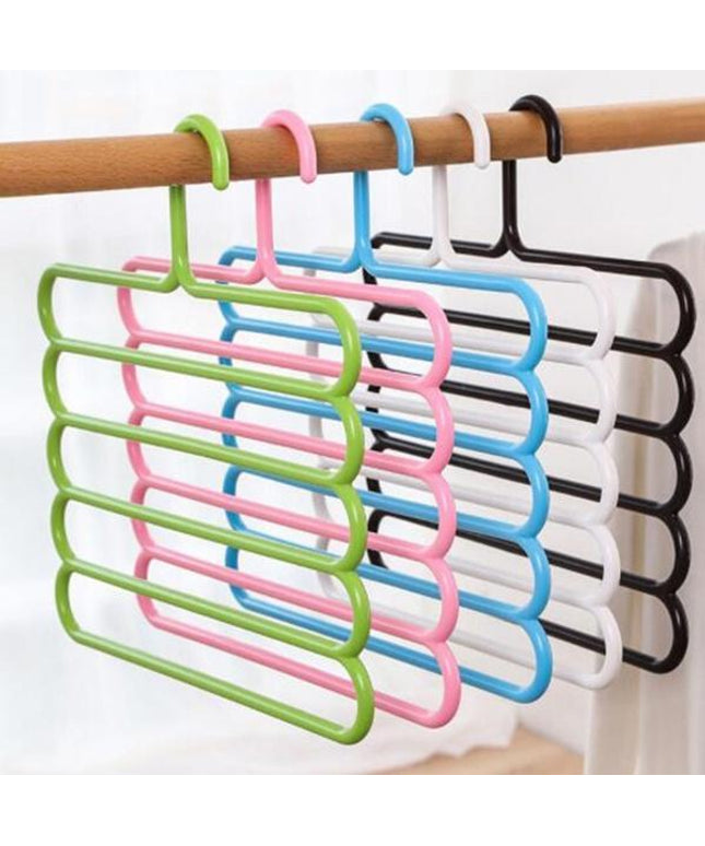 587 5 In 1 Multipurpose Plastic Hanger Assorted (5-layer)