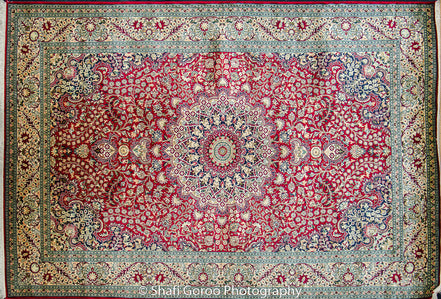 Extreme high knot Kashmir silk on silk carpet 4' x 6'