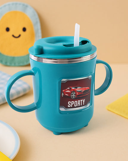 Kids Sporty Sipper Mug With Straw And Dual Handles Approx 300ml (1 Pc)