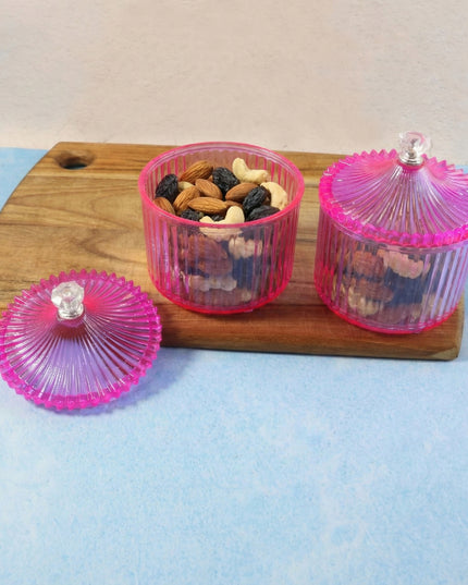 Plastic Luxury Transparent Dry Fruit Storage Jars  (2 Pc)