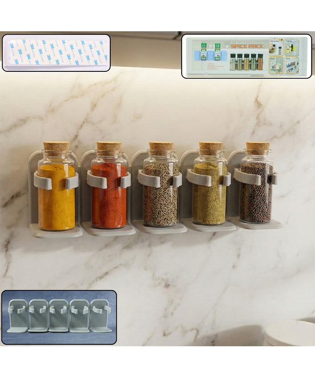 Wall-mounted Adjustable Spice Rack Organizer (1 Pc)