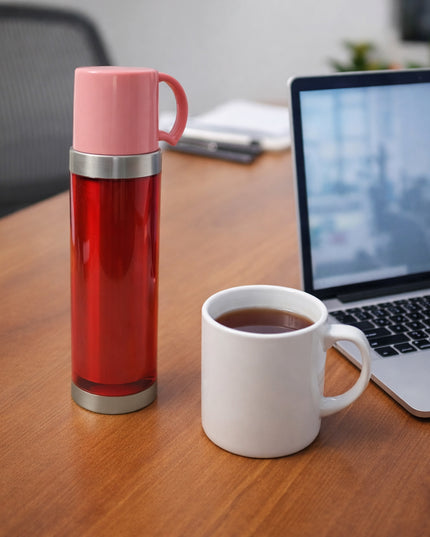 Insulated Travel Mug Bottle With Handle Lid (500 Ml)