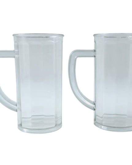 Prexo Plastic Shake Mug Glass With Handle (2 Pc Set 400 Ml Approx)
