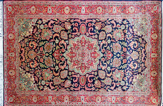 Extreme high knot Kashmir silk on silk carpet 2' x 3'