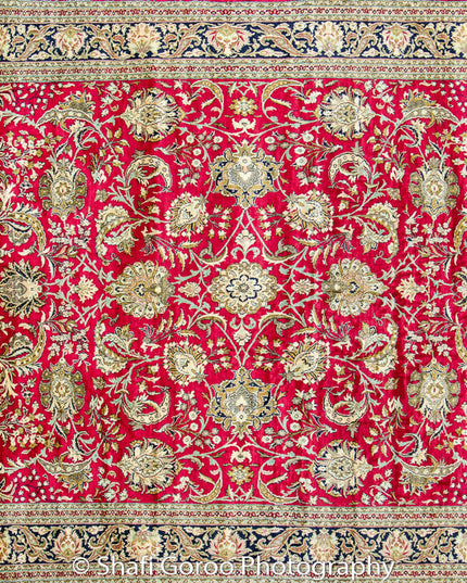 Extreme high knot Kashmir silk on silk carpet 4' x 6'