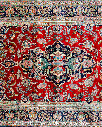 Extreme high knot Kashmir silk on silk carpet 4' x 6'