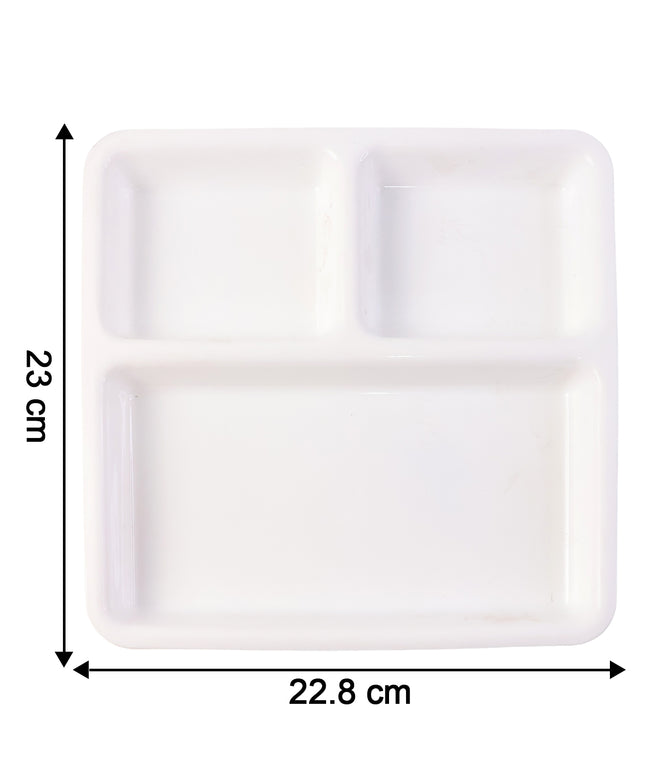 Plastic 3-compartment Plate For Meal Serving
