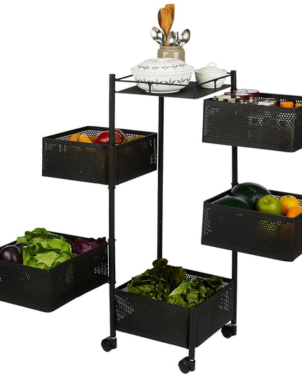 5 Layer Multipurpose Kitchen Storage Trolley With Wheels