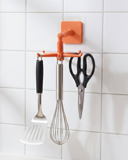 Orange 360 Rotating Wall Mounted Kitchen Utensils Hook Stand (1 Pc)