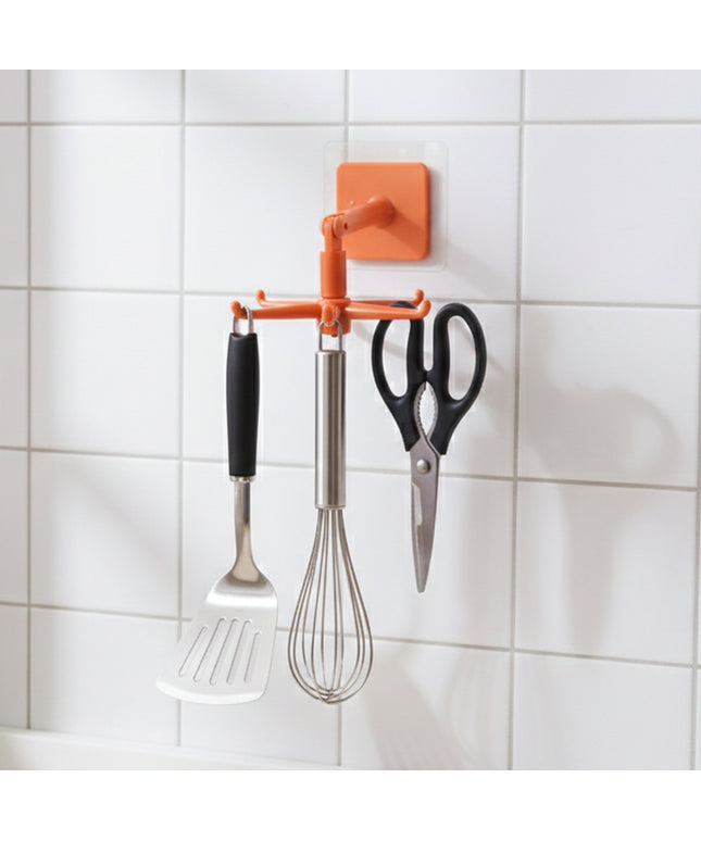 Orange 360 Rotating Wall Mounted Kitchen Utensils Hook Stand (1 Pc)