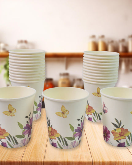 Disposable Paper Cups Disposable Tea Coffee Cups (24 Pcs Set  Mix Color  Design)