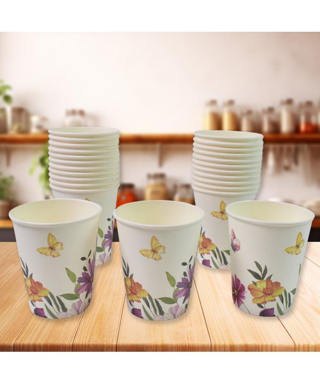 Disposable Paper Cups Disposable Tea Coffee Cups (24 Pcs Set  Mix Color  Design)