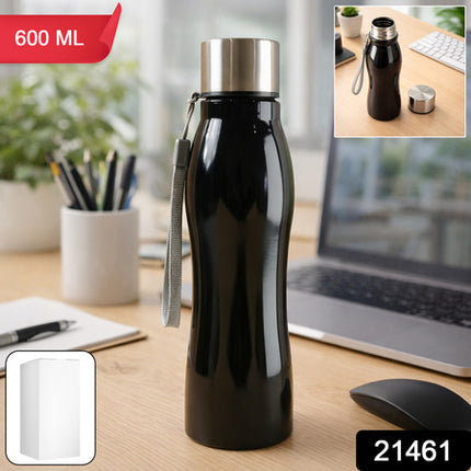 Stainless Steel Water Bottle With Carry Strap 600 Ml