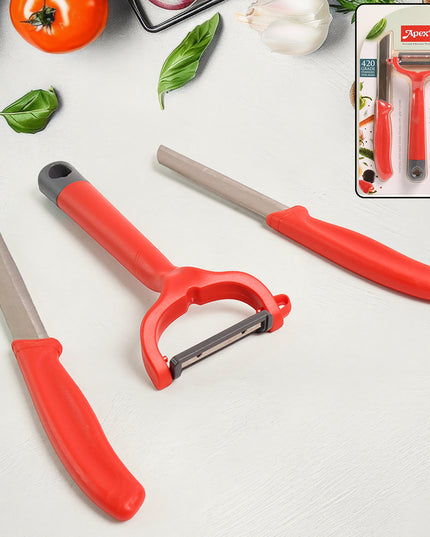 Apex 3-piece Stainless Steel Kitchen Knife And Peeler Set