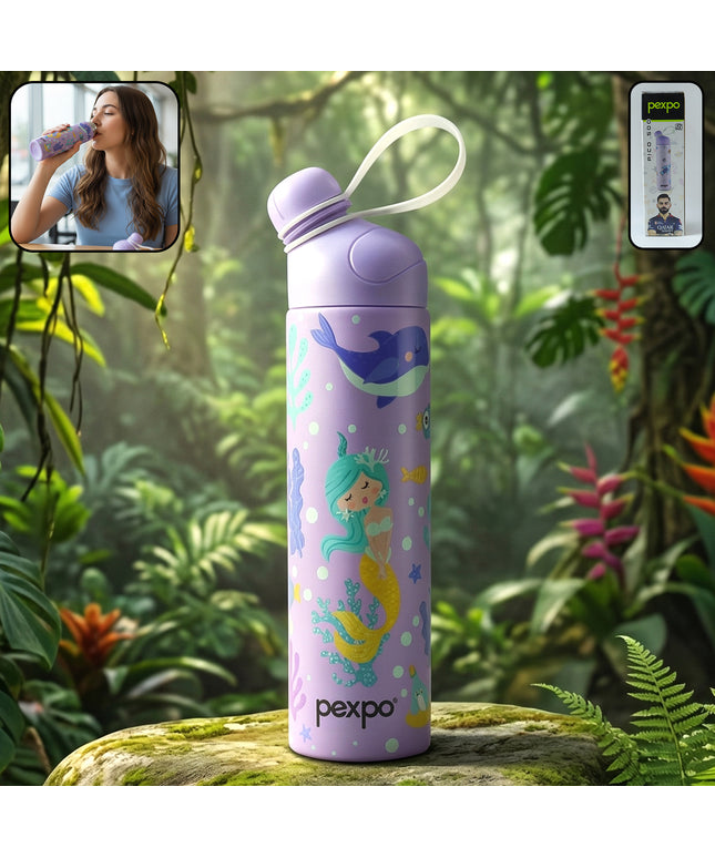 Pexpo Pico Art Printed Hot  Cold Insulated Stainless Steel Water Bottle 500 Ml