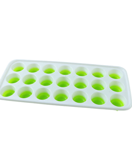 21 Grid Plastic Round Pop Ice Cube Tray With Lid (1 Pc)