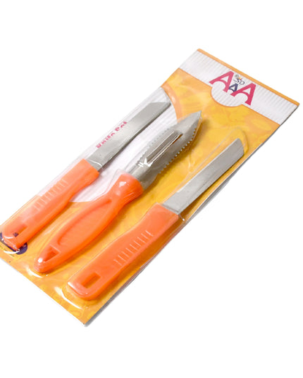 8217 3in1 Multipurpose Stainless Steel Classic Kitchen Knife Set Of 3 For Fruits And Vegetable Chopping  Cutting  Peeling Kitchen Knife  Vegetable Peeler  Plain Knife
